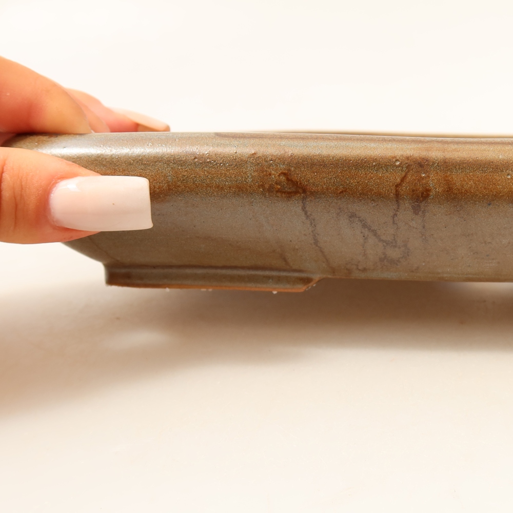 Ceramiczna miska do bonsai 24 x 17,5 x 4 cm, brązowa