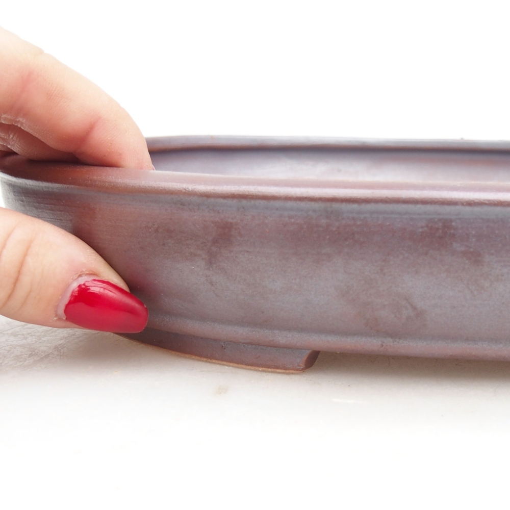 Ceramiczna miska do bonsai 24,5 x 20 x 4 cm, kolor metaliczny