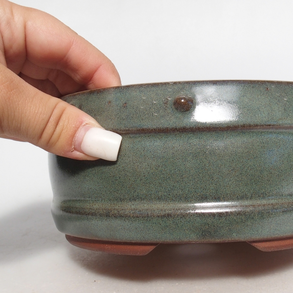 Ceramiczna miska do bonsai 14,5 x 14,5 x 7 cm, zielona