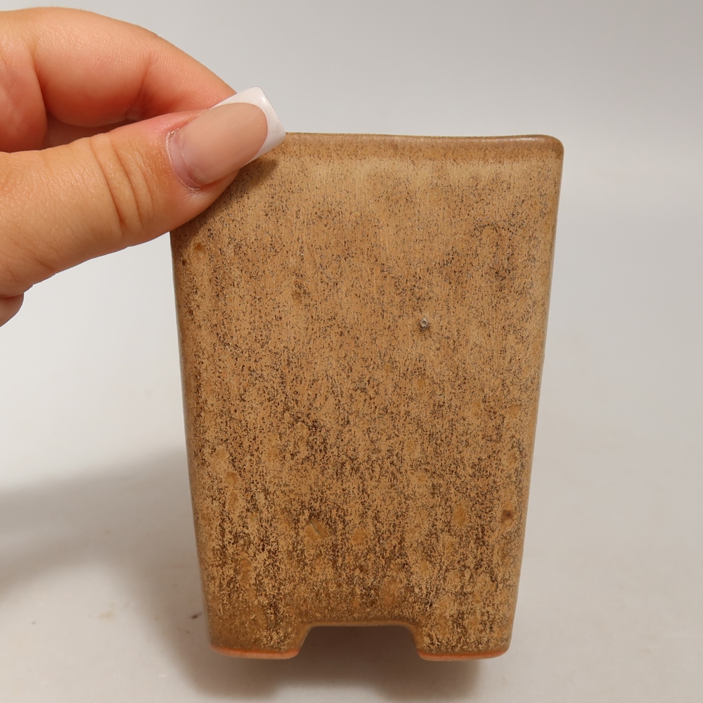 Ceramiczna miska do bonsai 7,5 x 7,5 x 10,5 cm, kolor beżowy