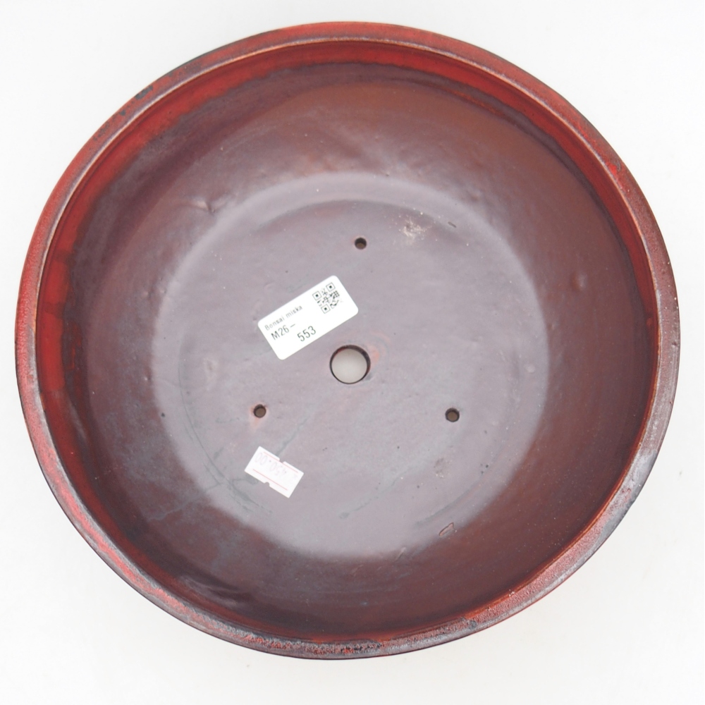 Ceramiczna miska do bonsai 24,5 x 24,5 x 7,5 cm, kolor czerwony