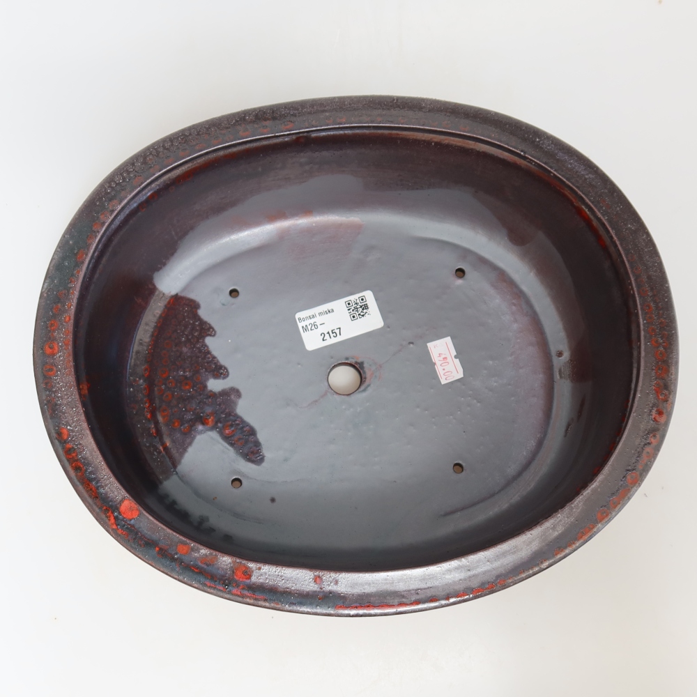 Ceramiczna miska do bonsai 26 x 22 x 8 cm, kolor metaliczno-czerwony