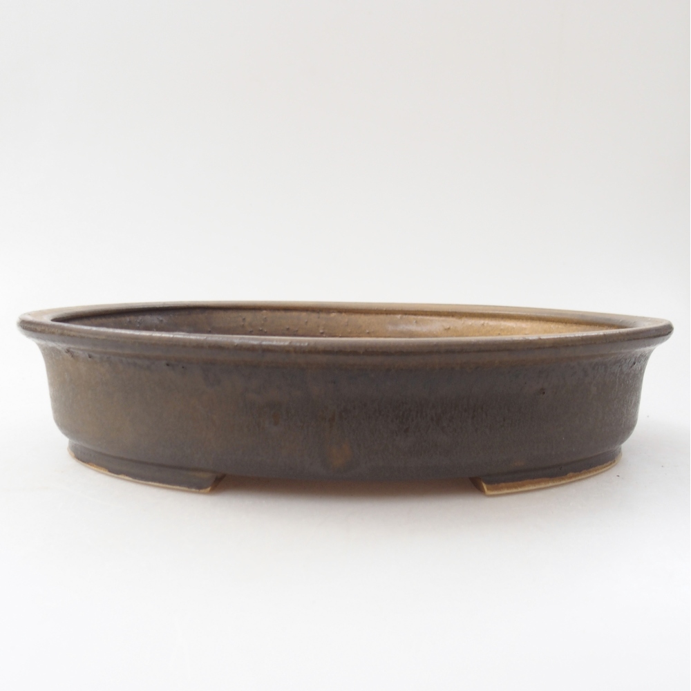 Ceramiczna miska na bonsai 24 x 21 x 5 cm, brązowa