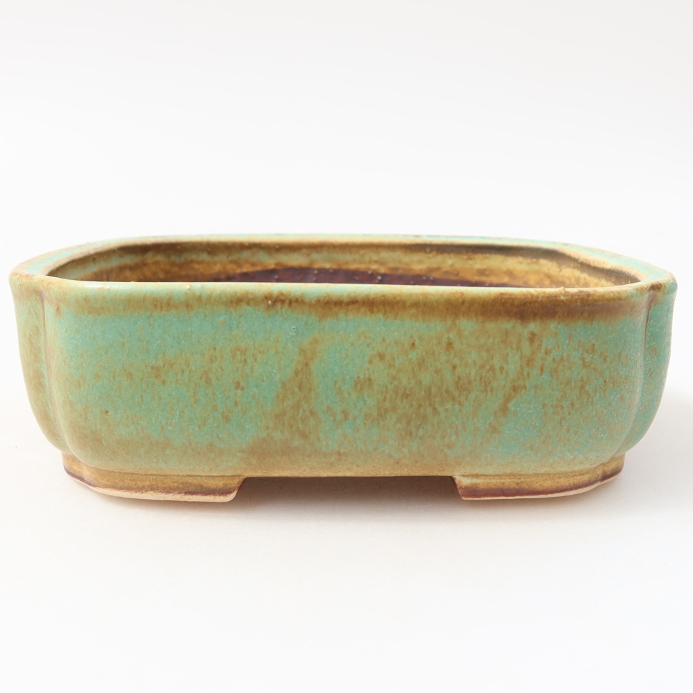 Ceramiczna miska do bonsai 14 x 12 x 4 cm, kolor zielony