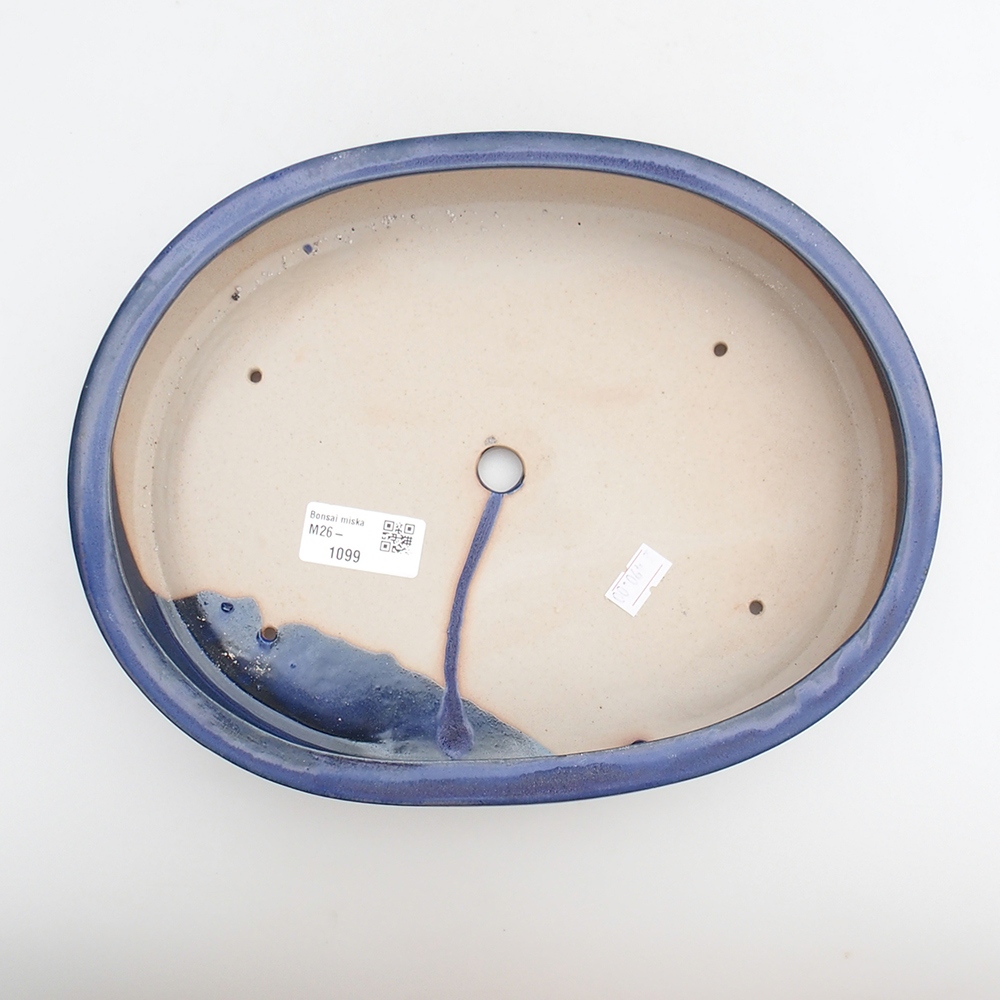 Ceramiczna miska na bonsai 26 x 20 x 5 cm, kolor niebieski