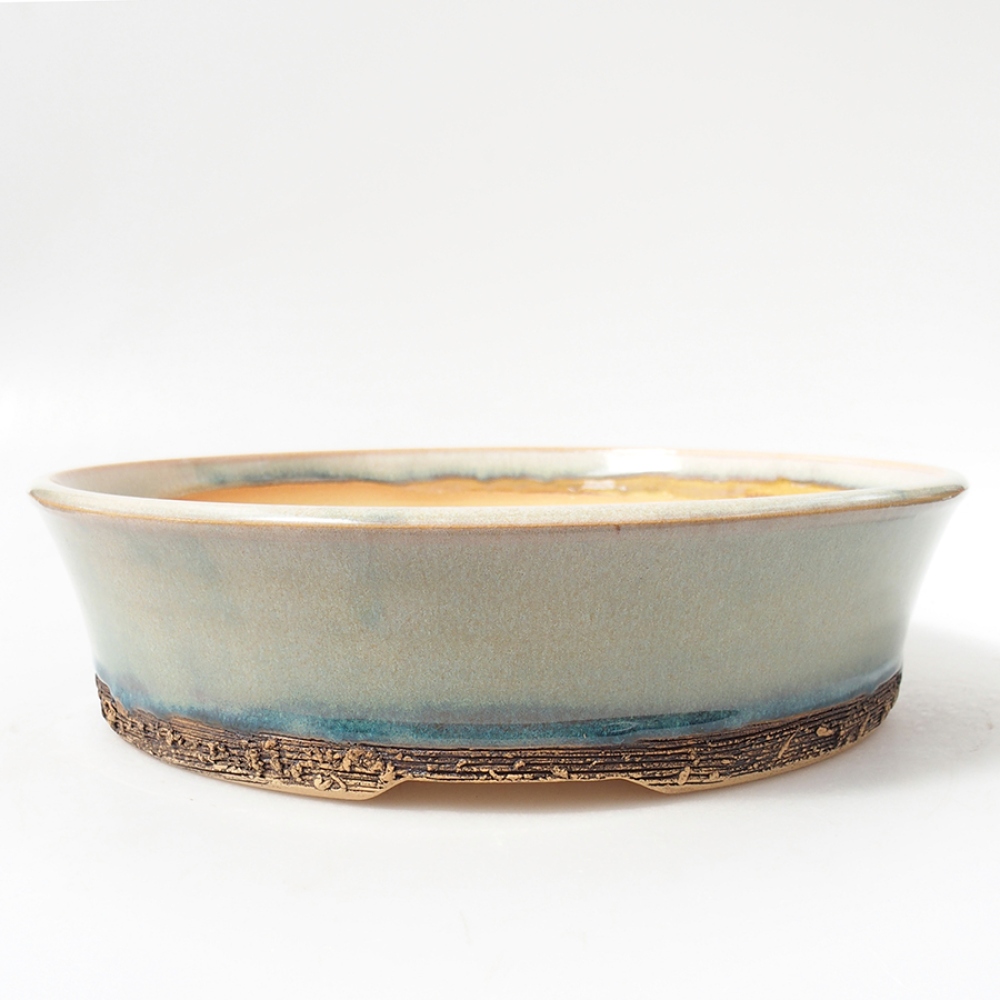 Ceramiczna miska bonsai 25,5 x 25,5 x 6 cm, kolor zielony