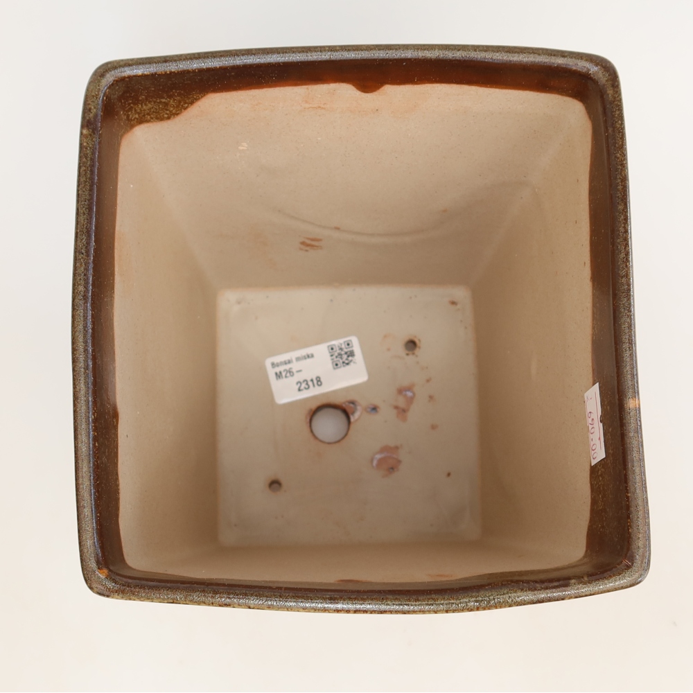 Ceramiczna miska do bonsai 15,5 x 15,5 x 19 cm, kolor brązowy