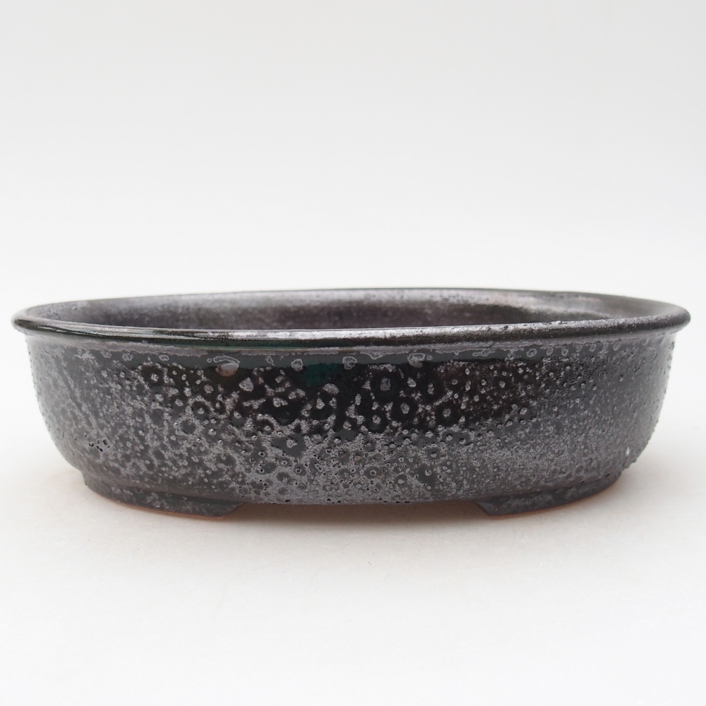 Ceramiczna miska na bonsai 19 x 14,5 x 4,5 cm, metaliczna zieleń