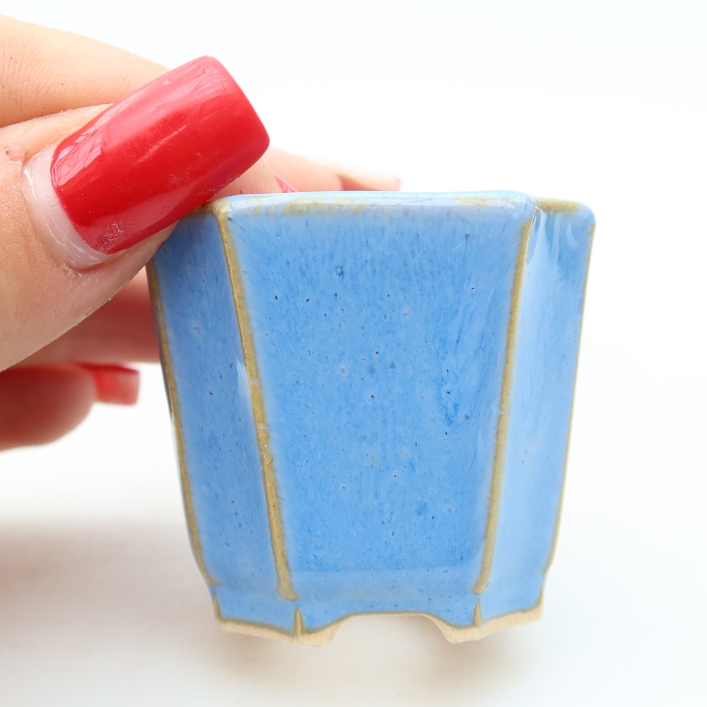 Ceramiczna miseczka do bonsai 4 x 4 x 4 cm, kolor niebieski