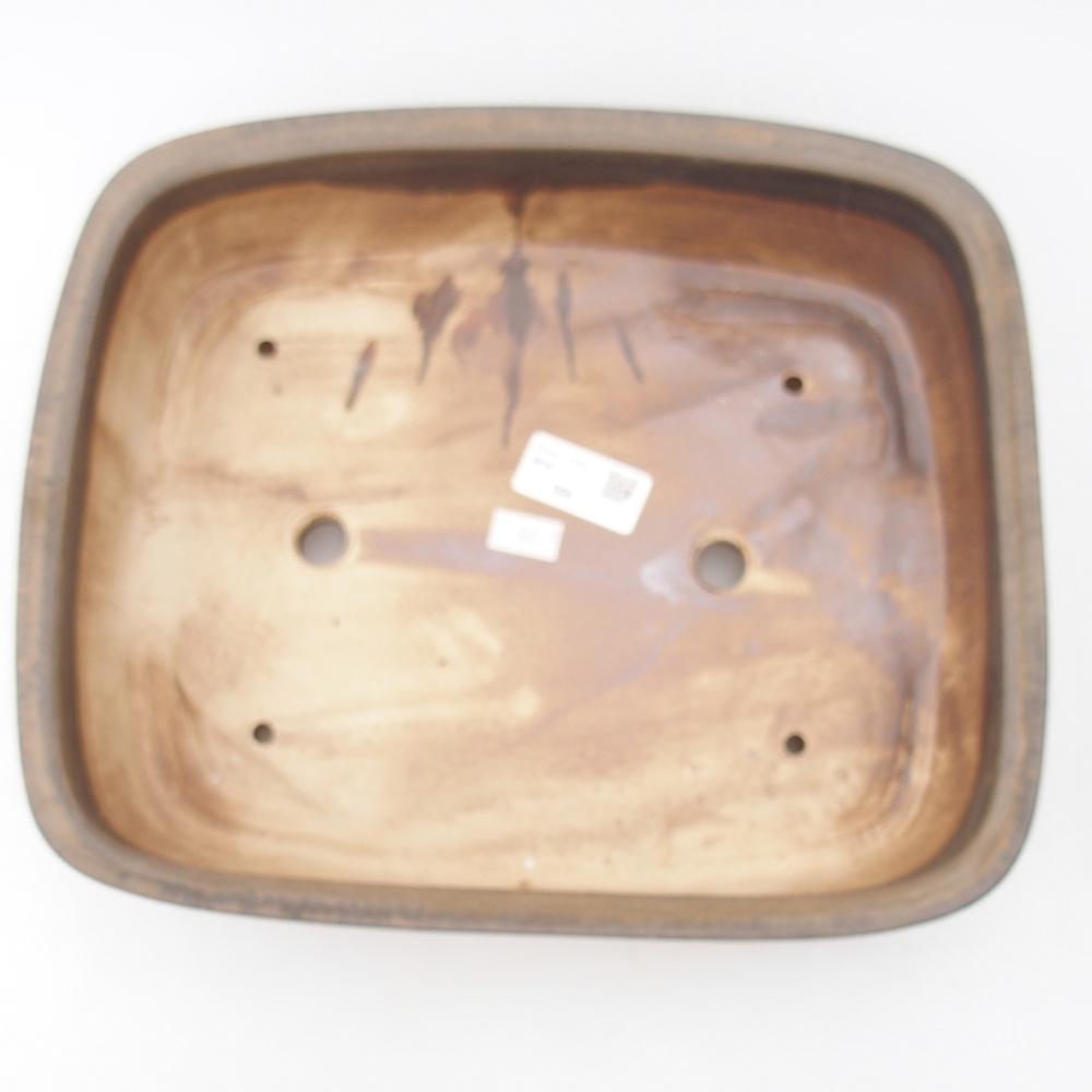 Ceramiczna miska na bonsai 29 x 24,5 x 7,5 cm, brązowa