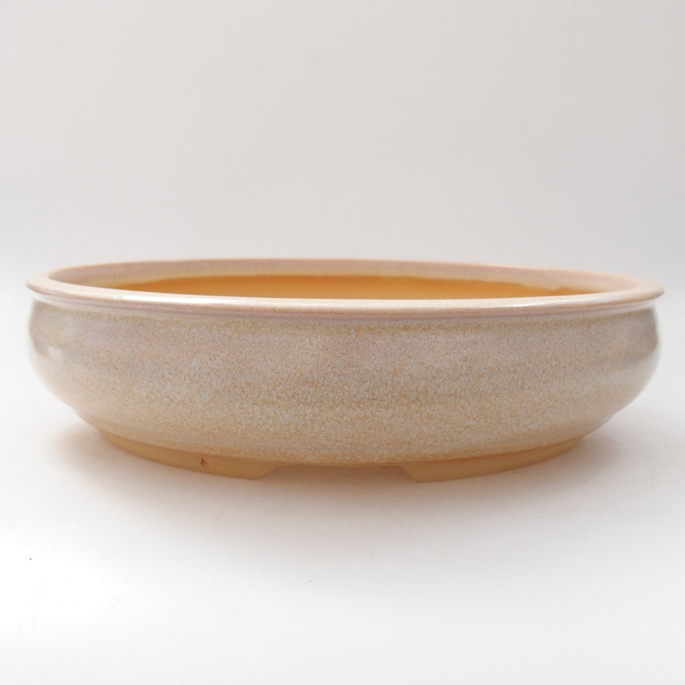 Ceramiczna miska do bonsai 25,5 x 25,5 x 6 cm, kolor beżowy