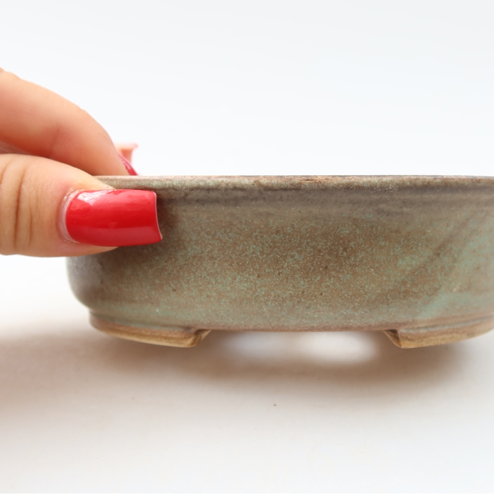 Ceramiczna miska do bonsai 12,5 x 11,5 x 3,5 cm, kolor zielony