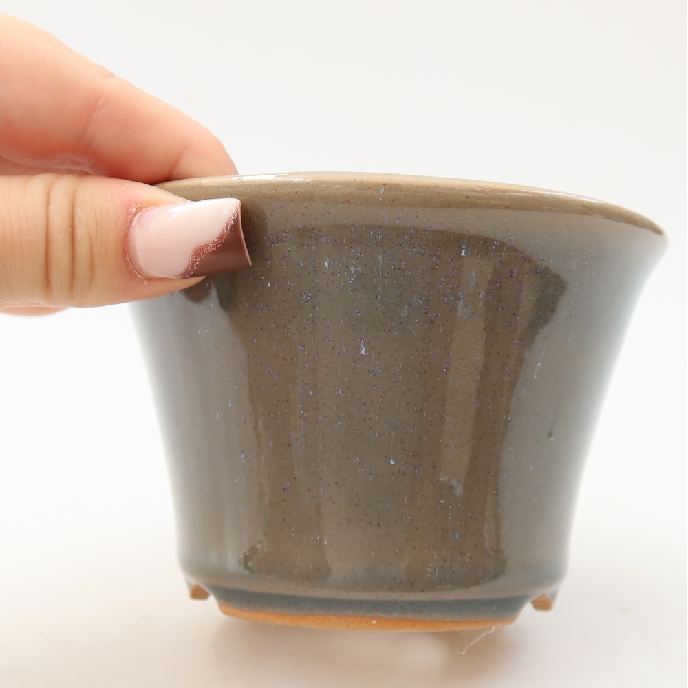 Ceramiczna miska do bonsai 11 x 11 x 7 cm, kolor szary