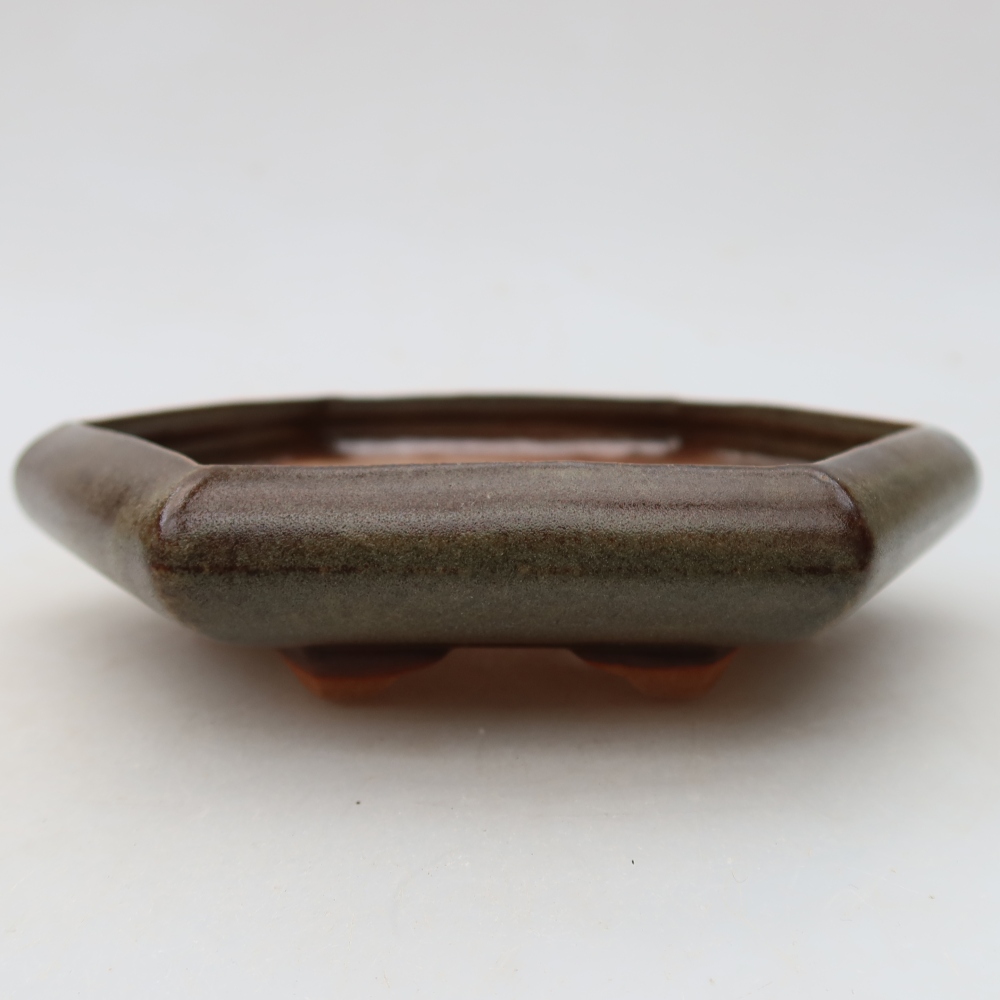 Ceramiczna miska do bonsai 17 x 15 x 4 cm, kolor brązowy