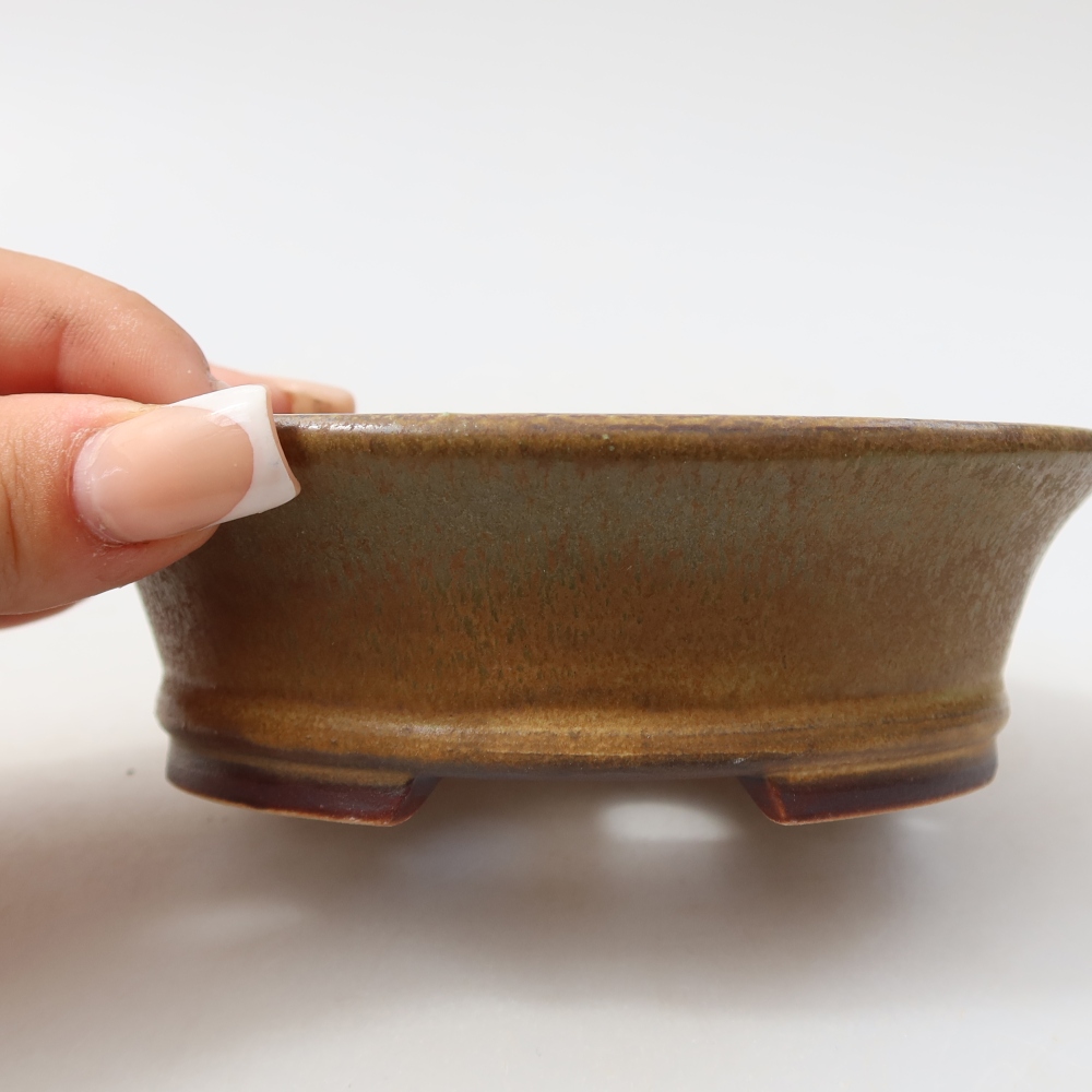 Ceramiczna miska do bonsai 12,5 x 11,5 x 4 cm, kolor zielony