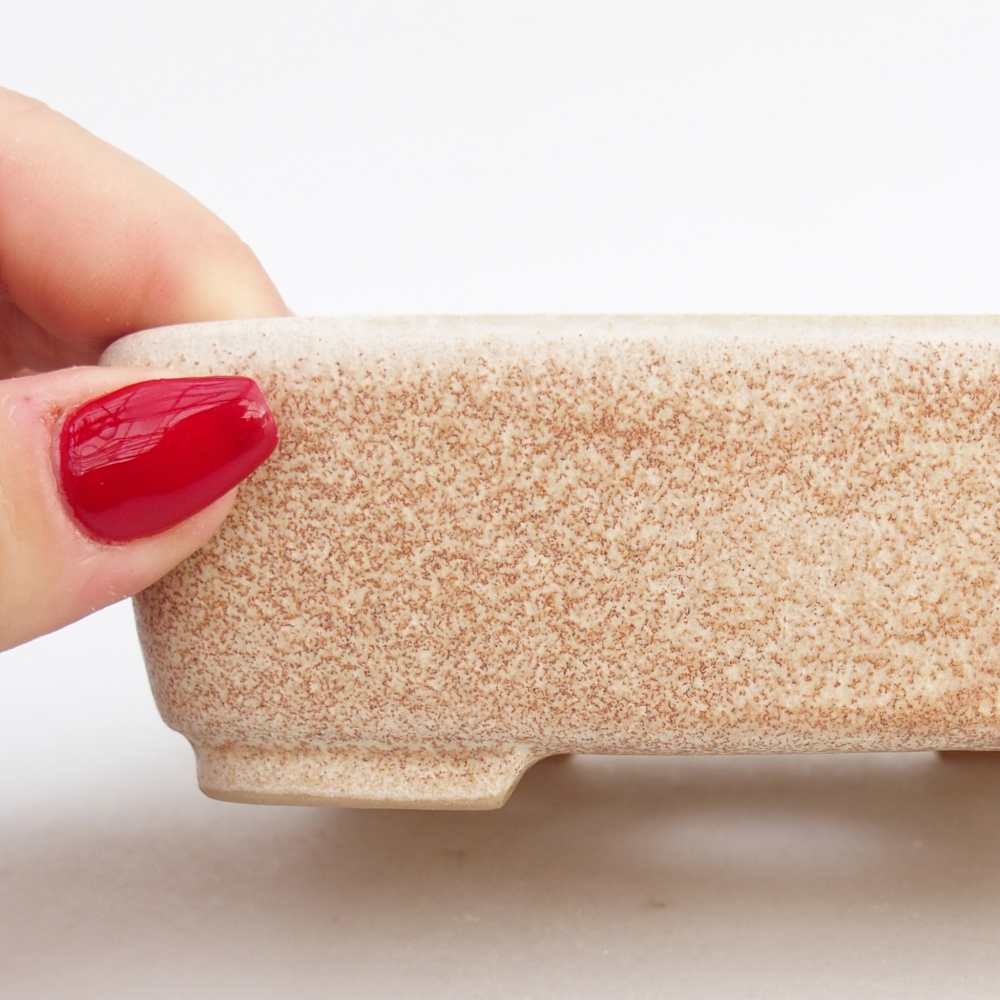 Ceramiczna miska do bonsai 12,5 x 9,5 x 3,5 cm, kolor beżowy