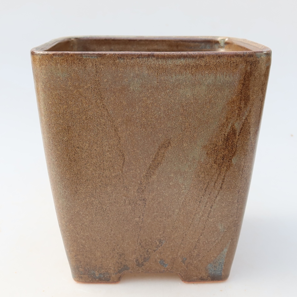 Ceramiczna miska do bonsai 13,5 x 13,5 x 15 cm, kolor brązowy