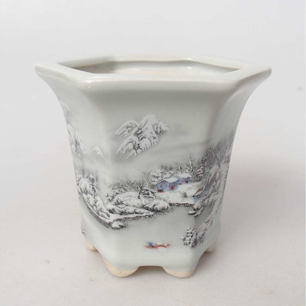 Ceramiczna miska do bonsai 10 x 9 x 9 cm, kolor biały