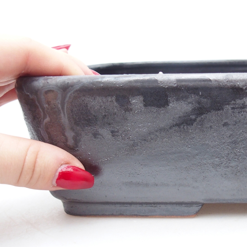 Ceramiczna miska do bonsai 26,5 x 20 x 6,5 cm, czarna