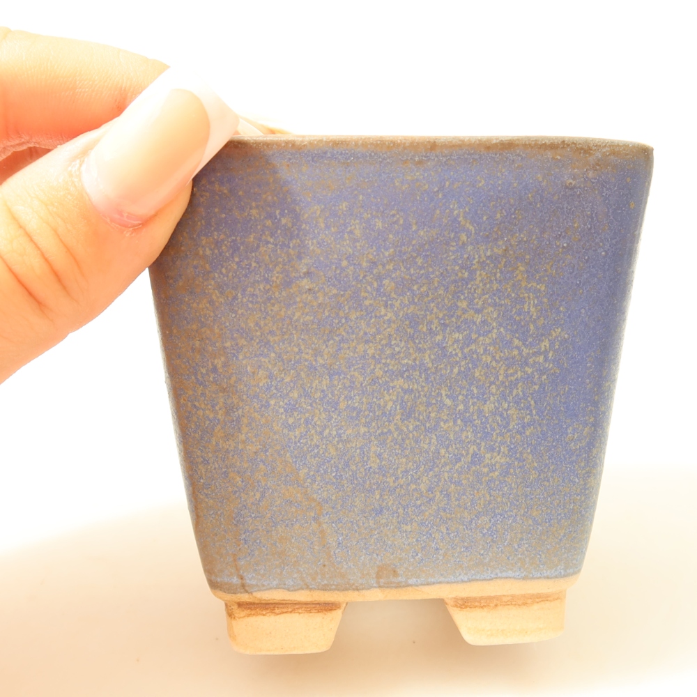 Ceramiczna miseczka do bonsai 7,5 x 7,5 x 7,5 cm, kolor niebieski