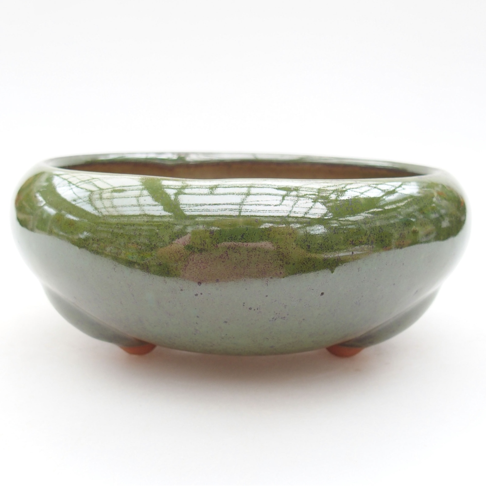 Ceramiczna miska bonsai 14 x 14 x 6,5 cm, kolor zielony