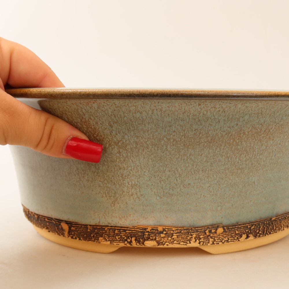 Ceramiczna miska do bonsai 30 x 30 x 9,5 cm, kolor zielony