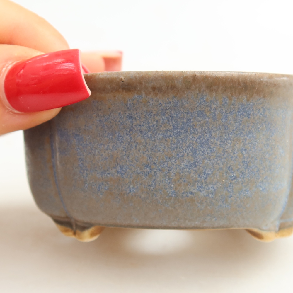 Ceramiczna miseczka do bonsai 8 x 7,5 x 3,5 cm, kolor niebieski