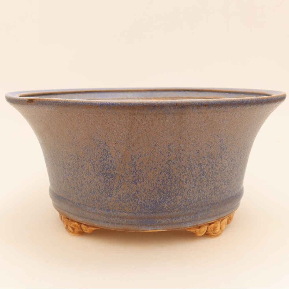 Ceramiczna miska do bonsai 24,5 x 24,5 x 11 cm, kolor niebieski