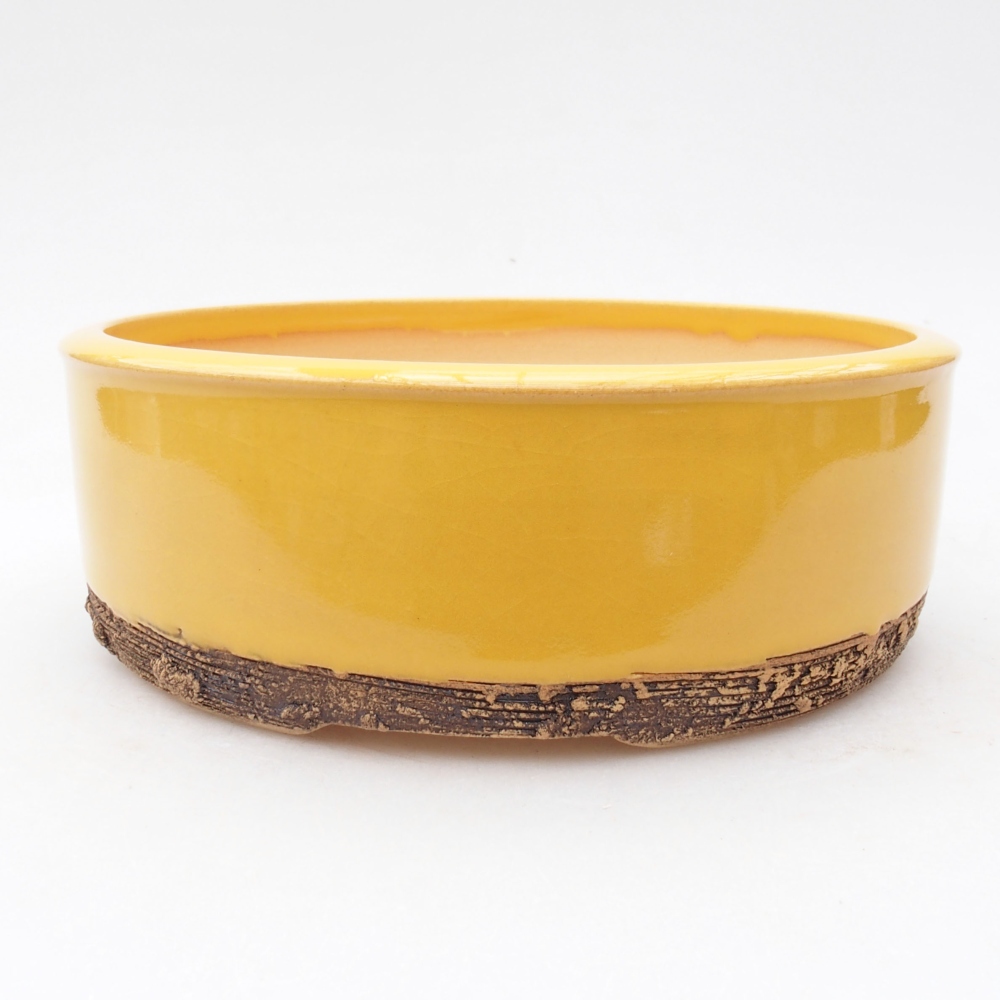 Ceramiczna miska bonsai 17 x 17 x 6 cm, kolor żółty