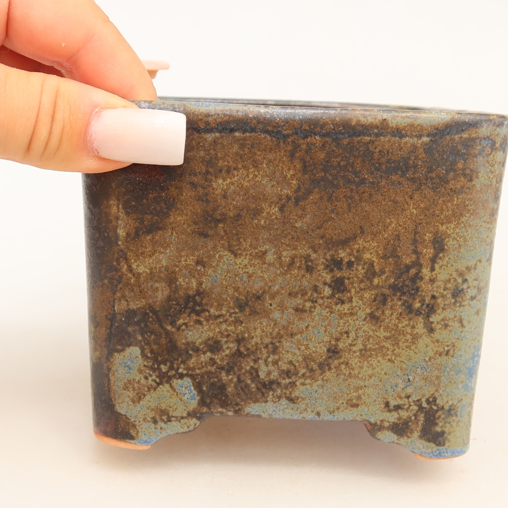 Ceramiczna miska do bonsai 10,5 x 10,5 x 8,5 cm, kolor brązowy