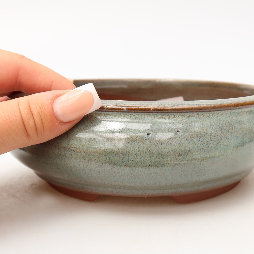 Ceramiczna doniczka do bonsai 16 x 16 x 5,5 cm, kolor zielony