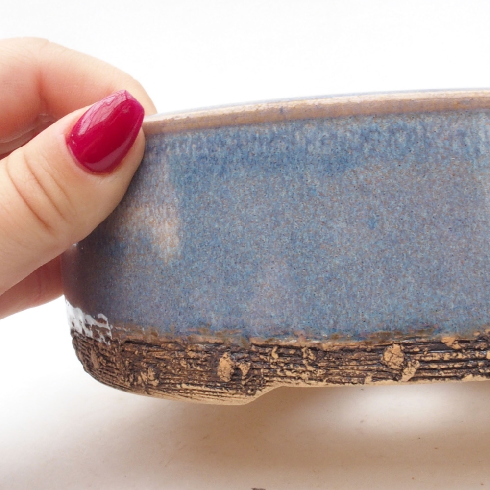 Ceramiczna miska bonsai 17 x 17 x 5,5 cm, niebieska