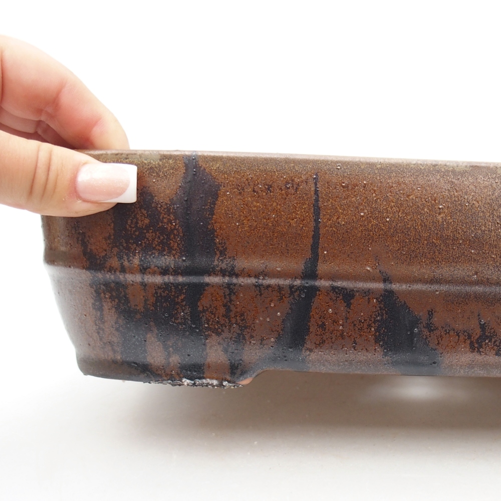 Ceramiczna miska do bonsai 27,5 x 20,5 x 7,5 cm, brązowa