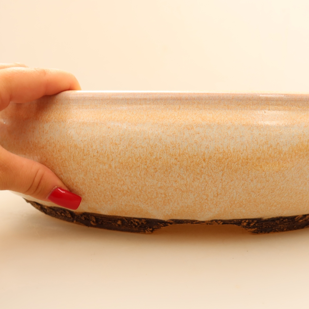 Ceramiczna miska do bonsai 36,5 x 36,5 x 9,5 cm, kolor beżowy – WYŁĄCZNIE ODBIÓR OSOBISTY lub transport na palecie