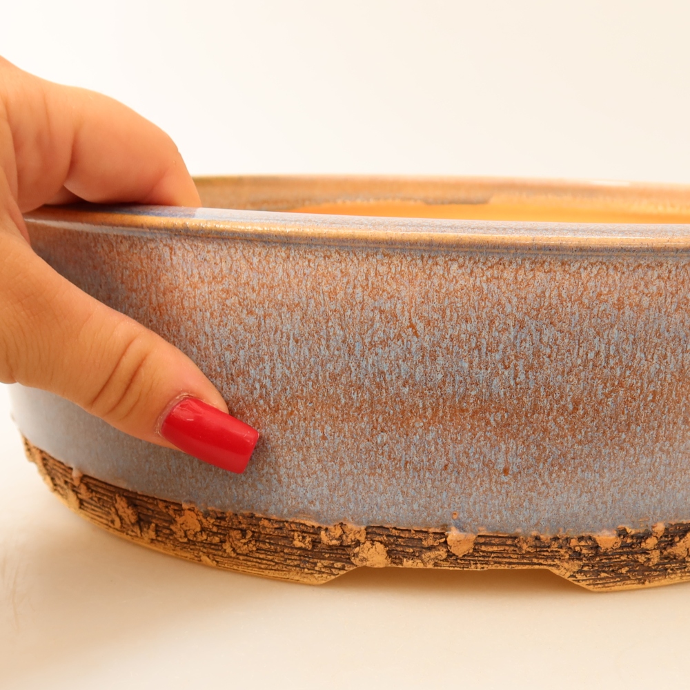 Ceramiczna miska do bonsai 28 x 28 x 8 cm, kolor niebieski
