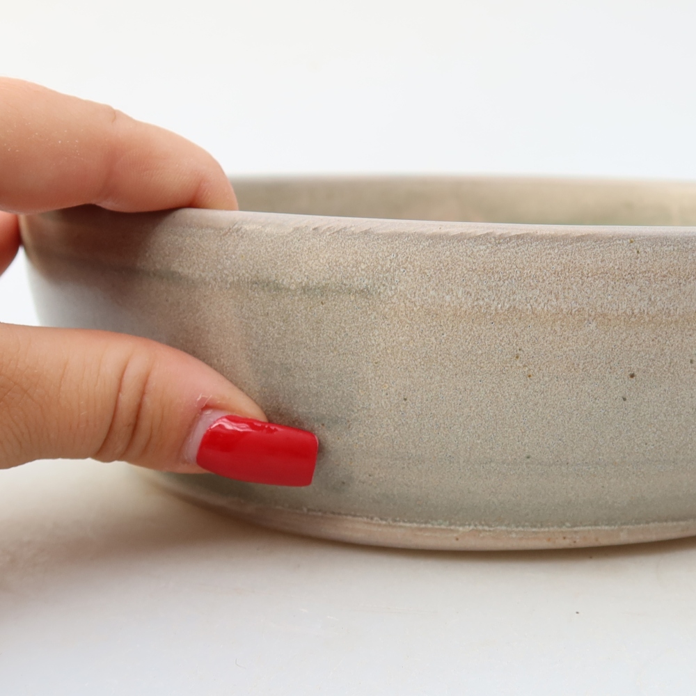 Ceramiczna miska do bonsai 20,5 x 20,5 x 6 cm, kolor beżowy