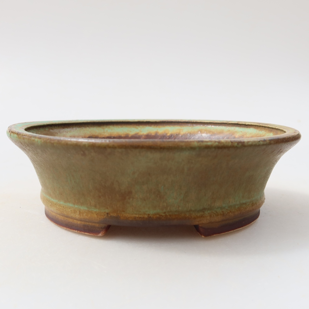 Ceramiczna miska do bonsai 12,5 x 11,5 x 4 cm, kolor zielony