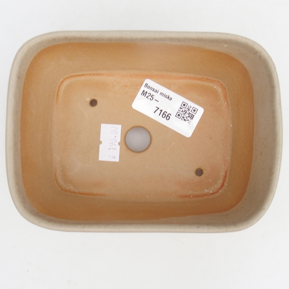 Ceramiczna miska do bonsai 13,5 x 10,5 x 6 cm, kolor beżowy