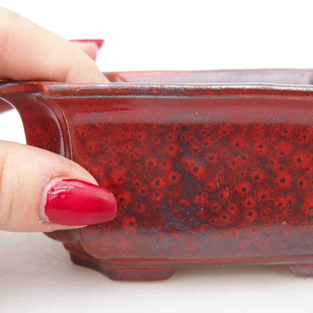 Ceramiczna miska do bonsai 12,5 x 9 x 5,5 cm, kolor czerwony