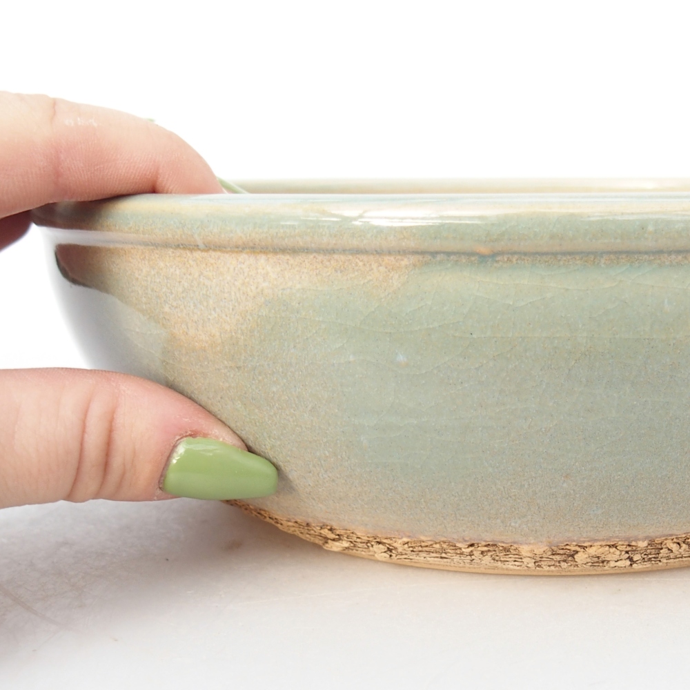 Ceramiczna miska do bonsai 20 x 20 x 6 cm, zielona