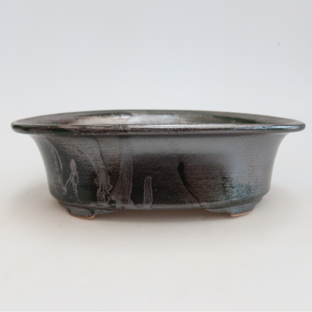 Ceramiczna miska do bonsai 22 x 17,5 x 6,5 cm, kolor metaliczno-zielony