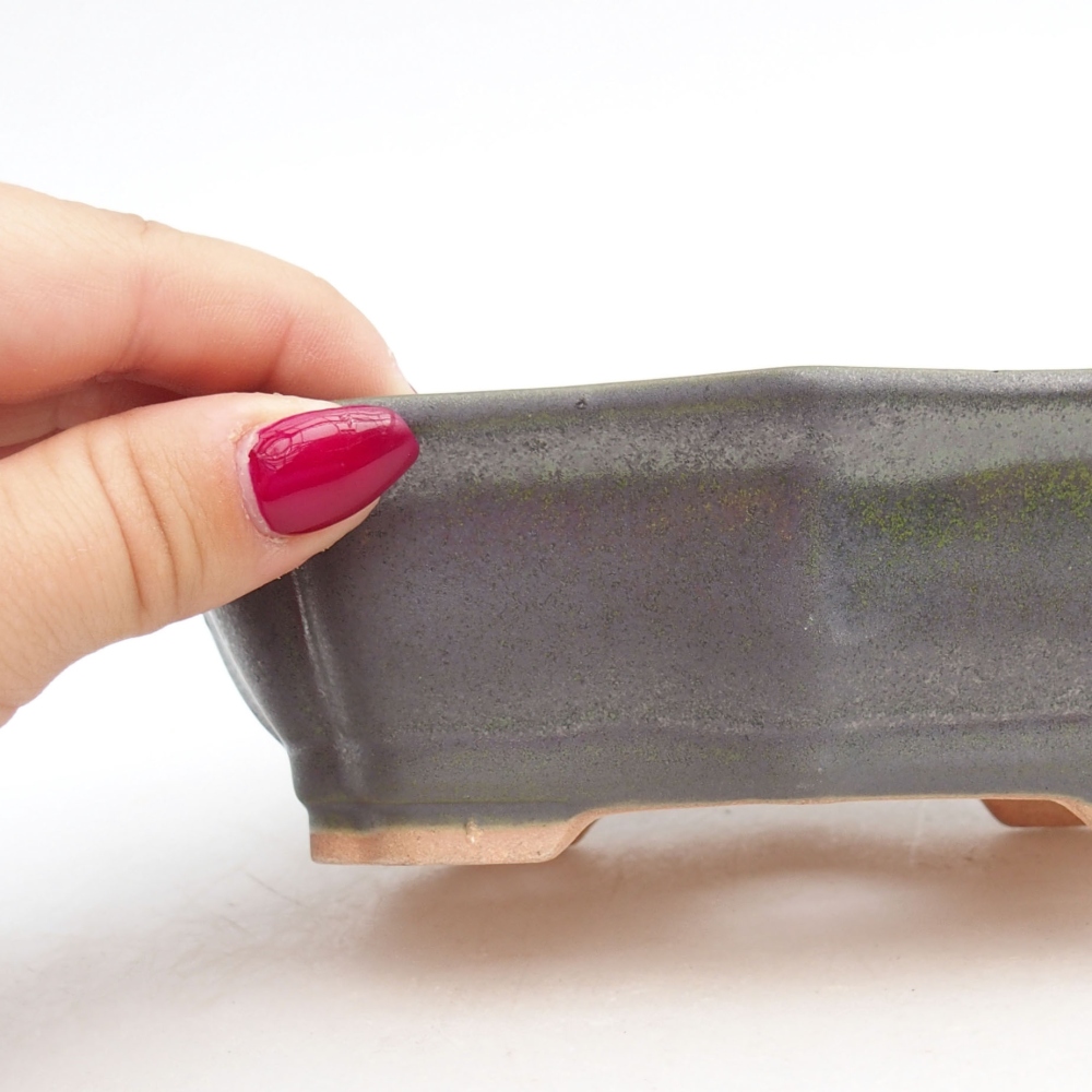 Ceramiczna miska bonsai 15,5 x 11,5 x 4,5 cm, kolor zieloiny