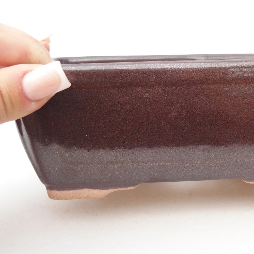 Ceramiczna miska do bonsai 15,5 x 11,5 x 6 cm, brązowa