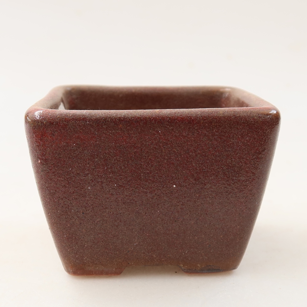 Ceramiczna miseczka do bonsai 6,5 x 6,5 x 5 cm, kolor brązowy