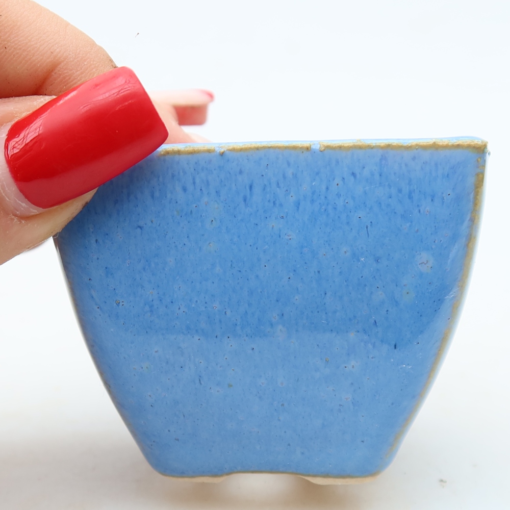 Ceramiczna miseczka do bonsai 5,5 x 5,5 x 4,5 cm, kolor niebieski