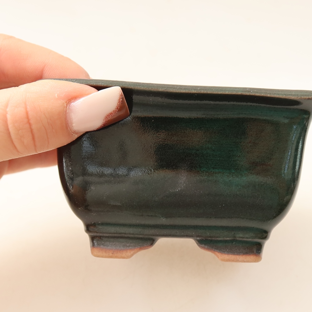 Ceramiczna miska do bonsai 9,5 x 9,5 x 5,5 cm, kolor zielony