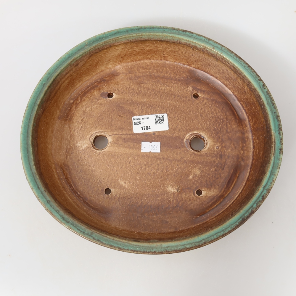 Ceramiczna miska do bonsai 26,5 x 23,5 x 5,5 cm, zielona