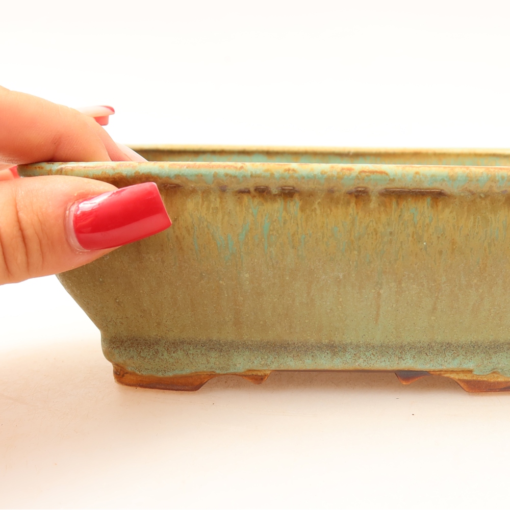 Ceramiczna miseczka do bonsai 15 x 12,5 x 5,5 cm, kolor zielony