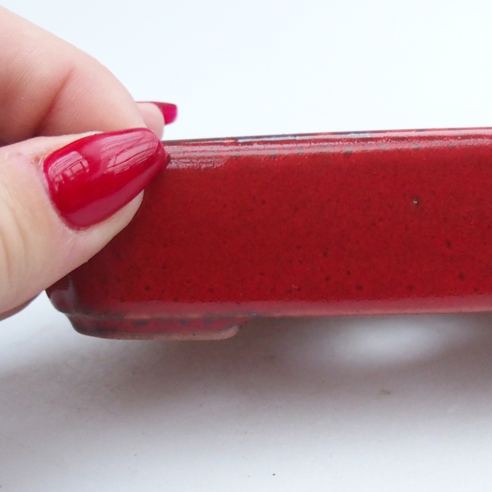 Ceramiczna miska do bonsai 12 x 9 x 3 cm, kolor czerwony