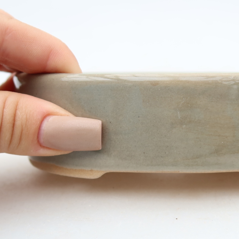 Ceramiczna miseczka do bonsai 13 x 10 x 3,5 cm, kolor szary